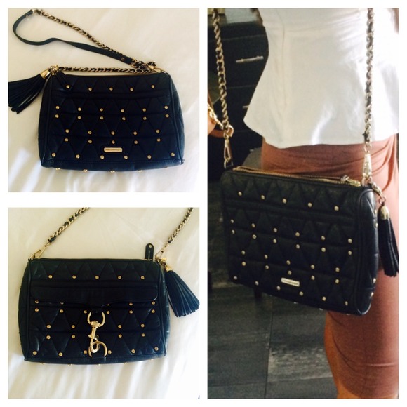 REBECCA MINKOFF GOLD STUDDED CROSSBODY MAC CLUTCH - Picture 2 of 4