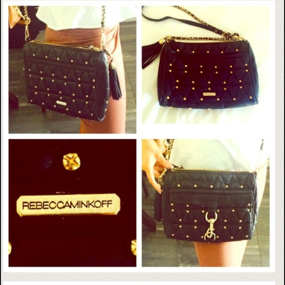 REBECCA MINKOFF GOLD STUDDED CROSSBODY MAC CLUTCH - Picture 4 of 4