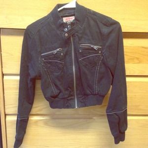 Black denim half jacket