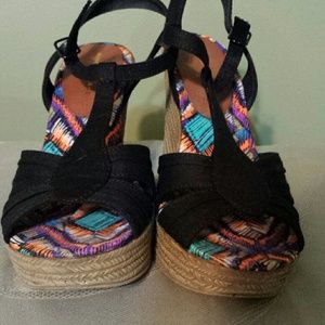 Black Open Toe Wedges