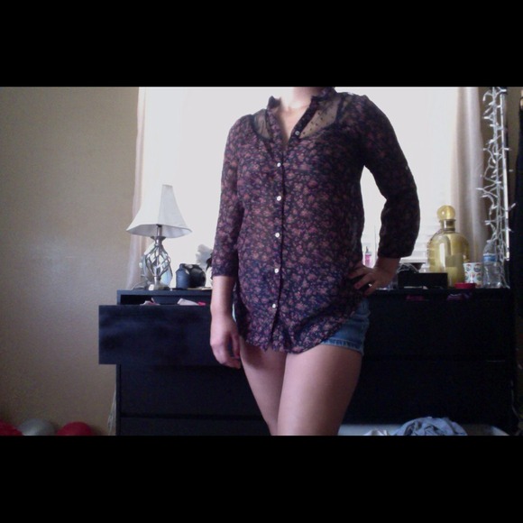 Black shirt with flowers