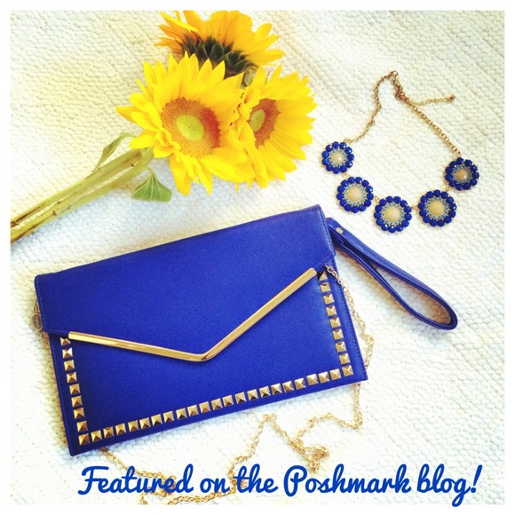 🎉HPx2!!!!!🎉NWT Cobalt Blue Studded Clutch Purse