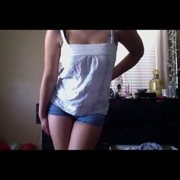 White and blue plaid tank