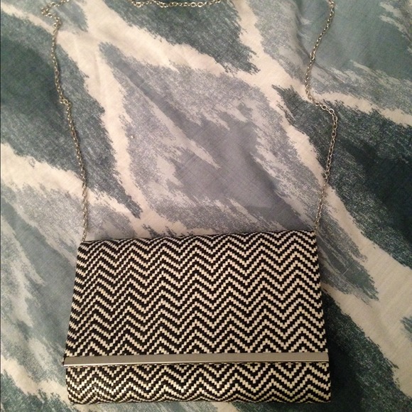 Black and white chevron handbag