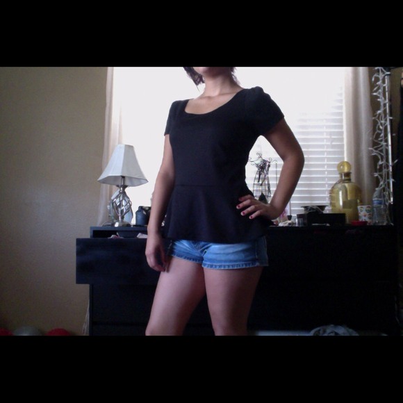 Black peplum shirt