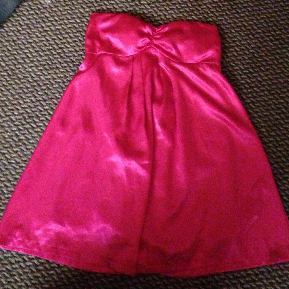 Short neon strapless dress