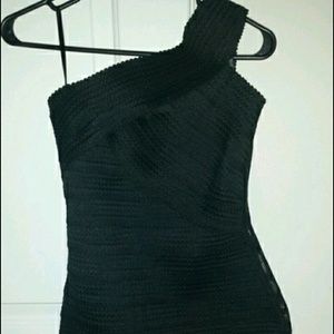Black one shoulder bandage dress