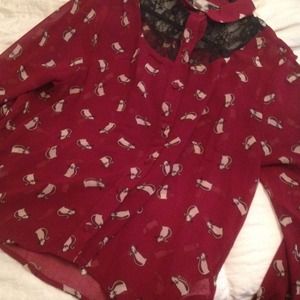 Forever 21 long sleeve sheer shirt