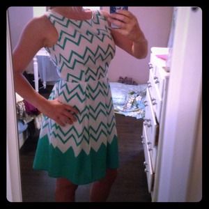 Green and white dress