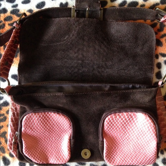 SALE! SMALL LEATHER/SUEDE PYTHON ZARA HANDBAG - Picture 2 of 4