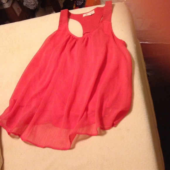Coral Chiffon Layed Top