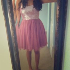 Beautiful pink chiffon sparkle top dress