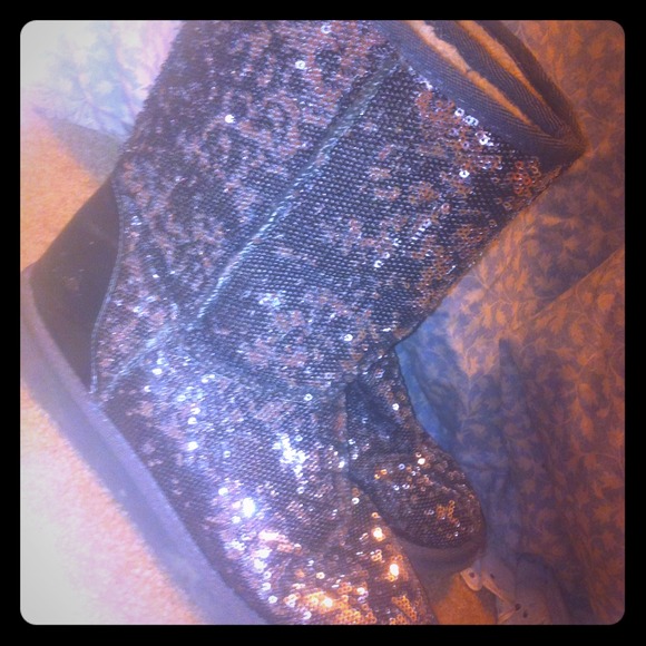 Sequin ugg like boots