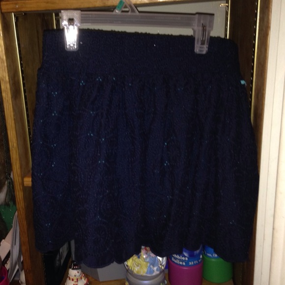 Navy blue skirt with light blue flowers