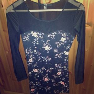 Sheer black and floral bodycon dress