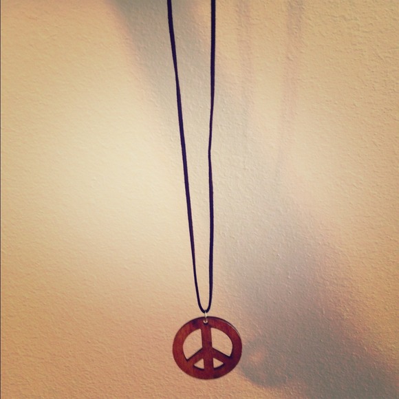 Wooden peace sign necklace
