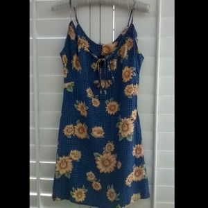 Beach dress royal blue yellow flower