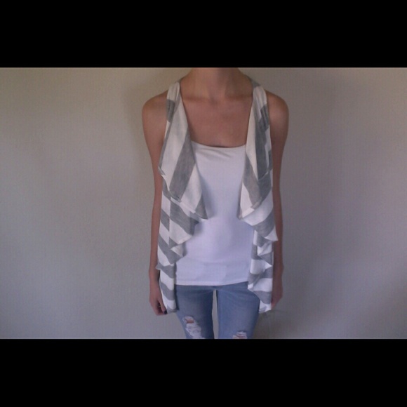 Grey & White Striped Vest :)