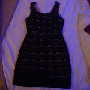 Black and pink lace mini dress