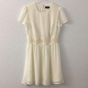 TOPSHOP: white flowy chiffon dress with crochet