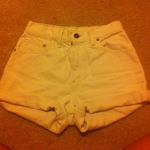 White Levi's High Waisted Shorts