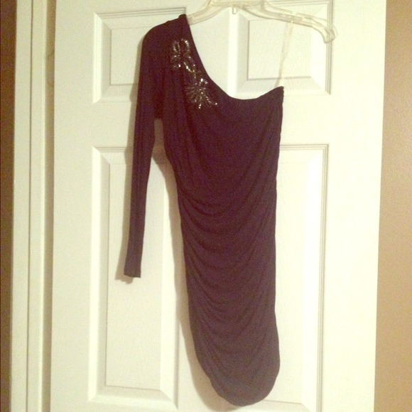 Dark blue one shoulder dress