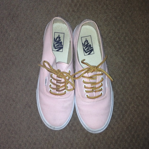 BABY PINK VANS W/ LEATHER/SUEDE LACES