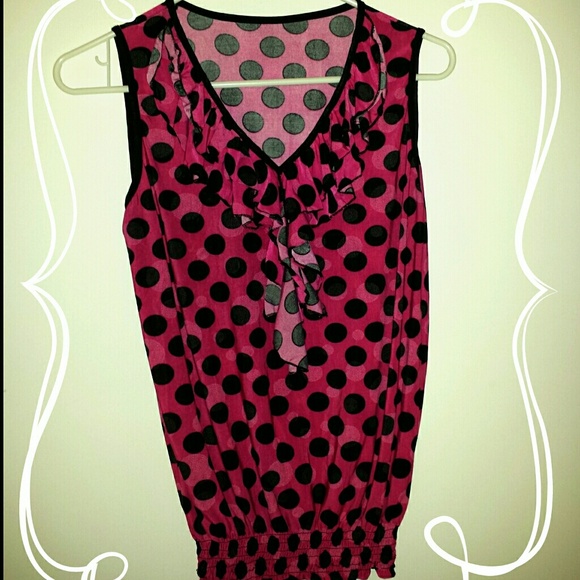 Pink and Black Polka Dot Shirt