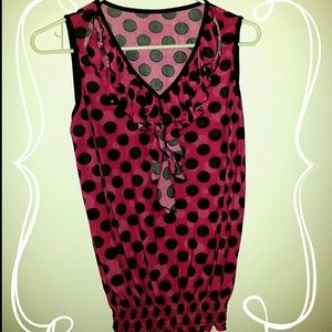 Pink and Black Polka Dot Shirt