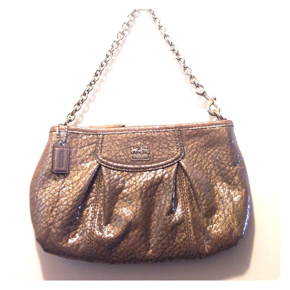 Coach Handbags - Coach champagne colored suede crinkled small bag