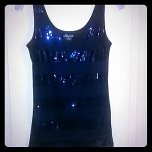 Navy Blue Sequin Tank
