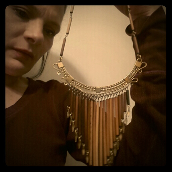 SOLD! Vintage, unique, wood and metal necklace. - Picture 1 of 3