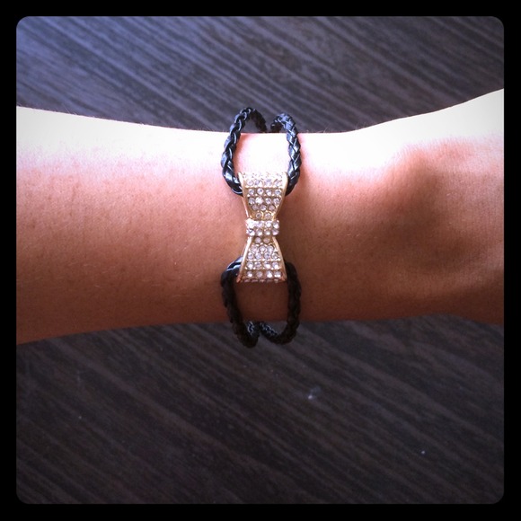 NEW Gold Bow/ Leather Band Bracelet- Make Offer