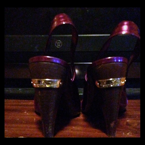 Purple sling back pumps