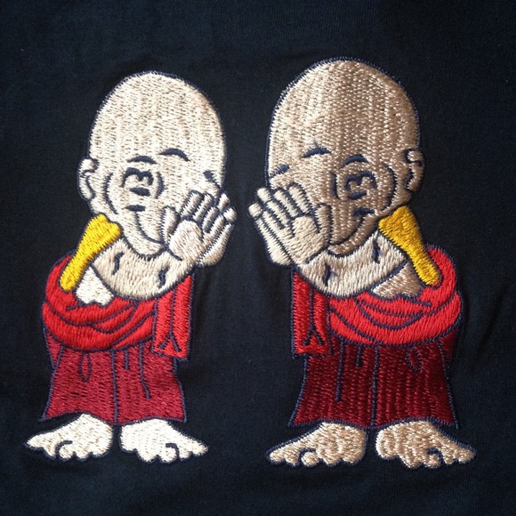Two cute little monks print t-shirt navy color
