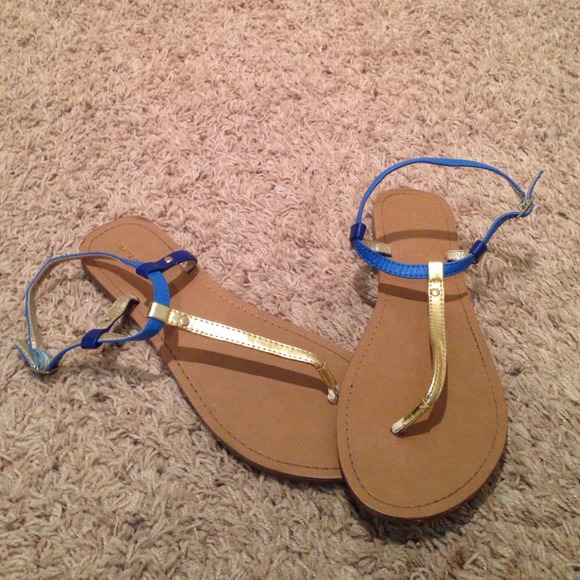 Shoes - Gold and blue sandals