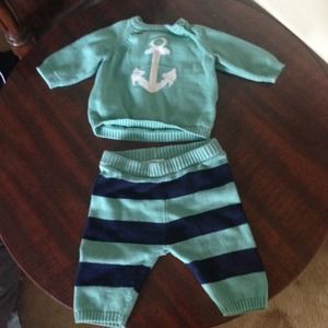 🚫🚫 SOLD 🚫🚫Anchor sweater & knit pants baby boy