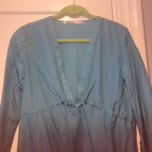 blue v-neck cover up dress