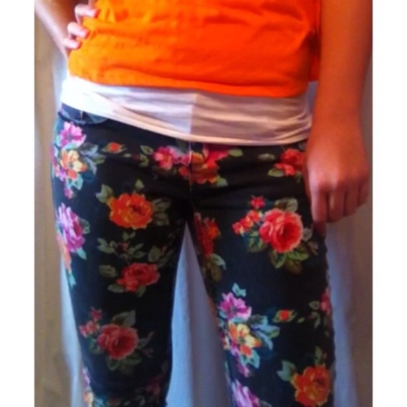 Floral Print Skinny Jeans