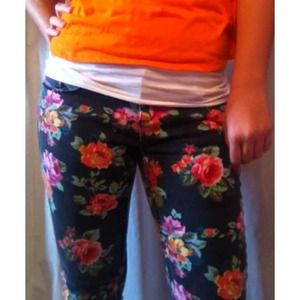 Floral Print Skinny Jeans