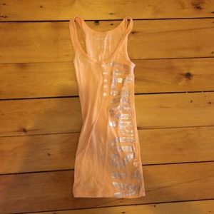 orange aeropostale silver writing tank top