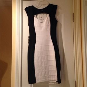 Express spandex dress in black and white.  NWT 6