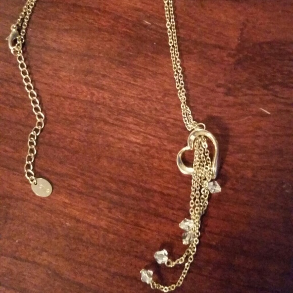 Cute heart necklace with dangly jewels