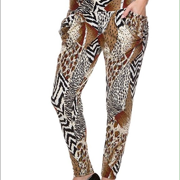 Leopard print harem pants
