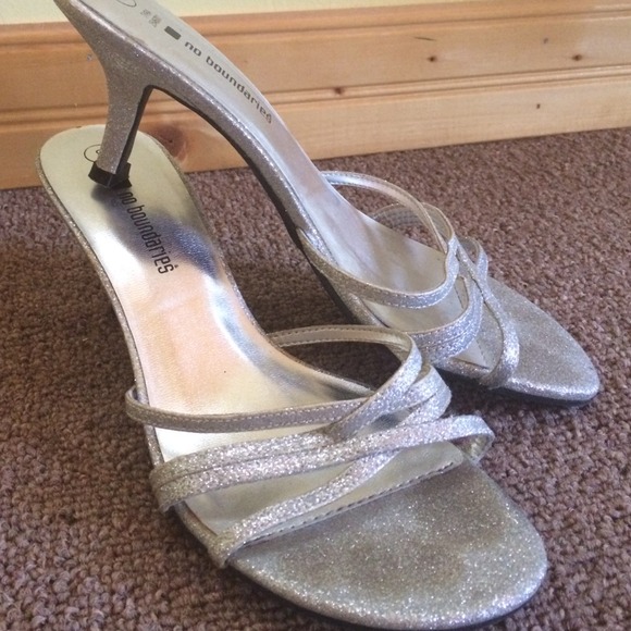 Silver glitter heels