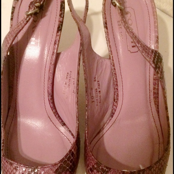 Coach embossed python kitten heel sling back shoe - Picture 4 of 4