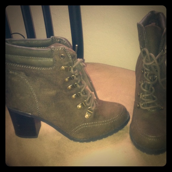 Lace up military style booties