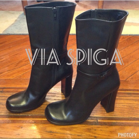 🆕VIA SPIGA Black Boots. ( Italian Leather )
