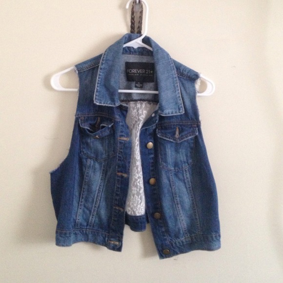 Denim lace sleeveless cover up