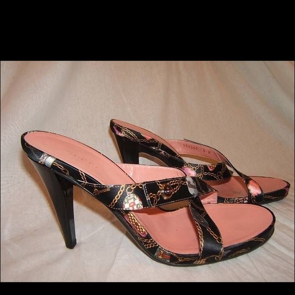Gucci 8 sexy satin  sandals black heels shoes